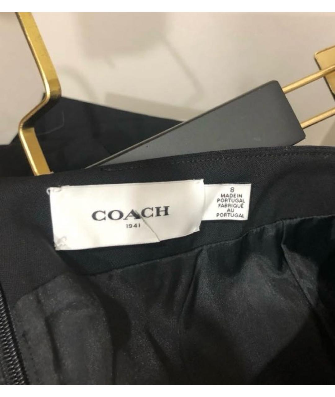 COACH Черная шерстяная юбка мини, фото 7