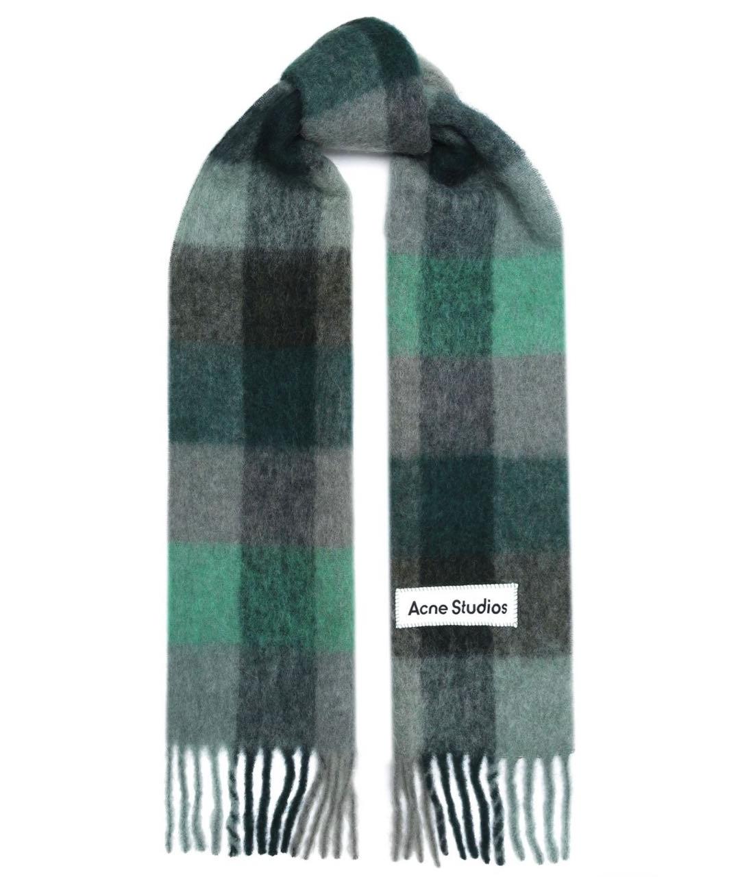 ACNE STUDIOS Зеленый шерстяной шарф, фото 1