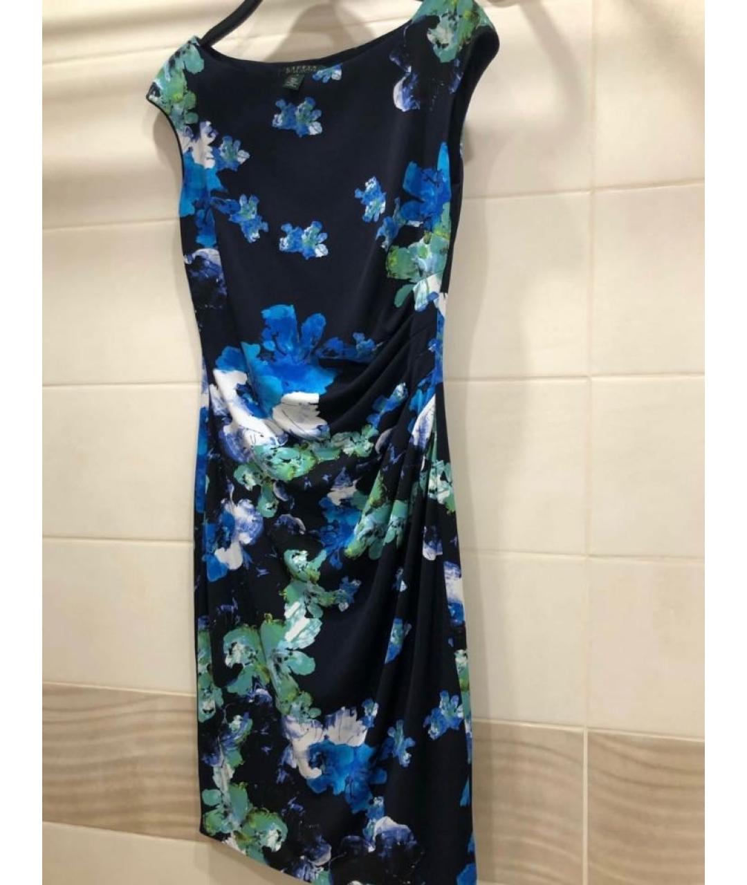 RALPH LAUREN Синее полиэстеровое коктейльное платье, фото 2