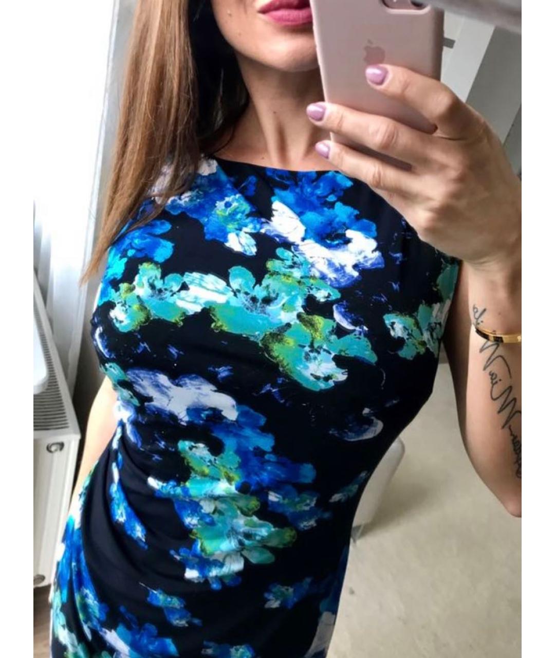 RALPH LAUREN Синее полиэстеровое коктейльное платье, фото 7