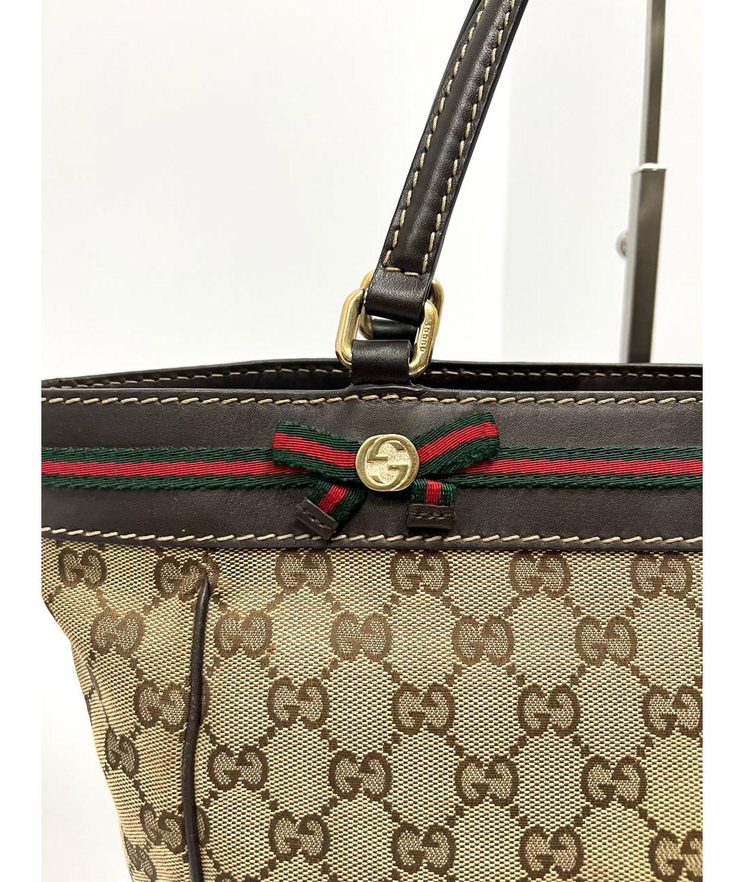 GUCCI Коричневая кожаная сумка с короткими ручками, фото 3