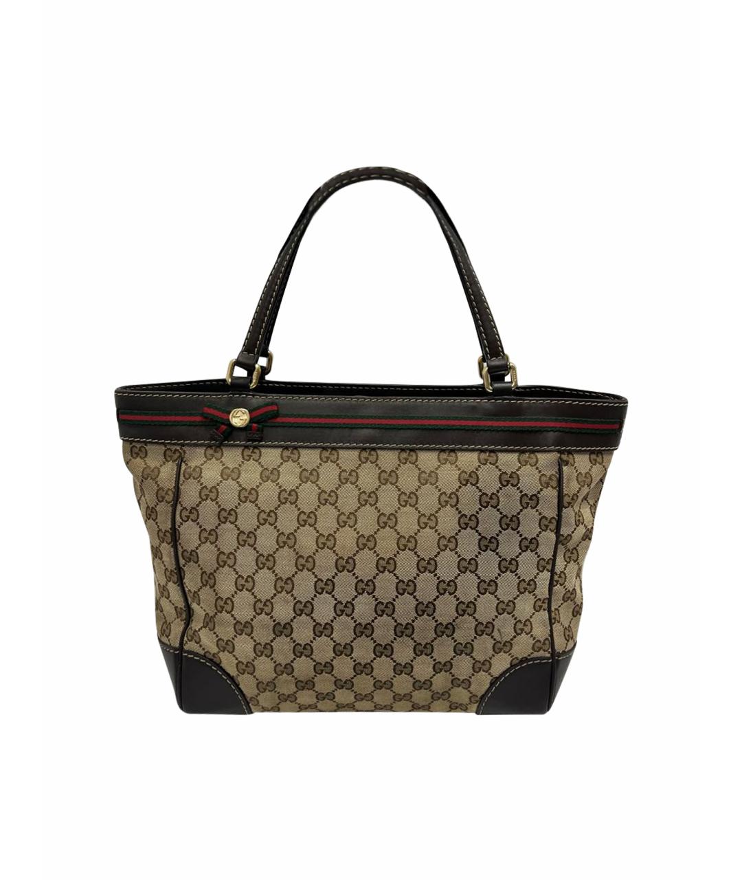 GUCCI Коричневая кожаная сумка с короткими ручками, фото 1