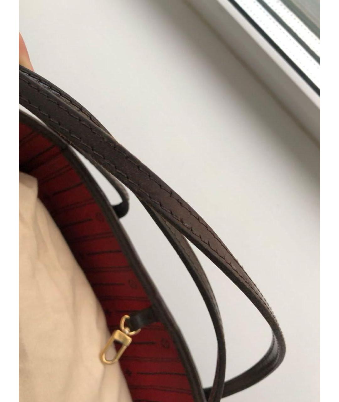 LOUIS VUITTON Коричневая кожаная сумка тоут, фото 7