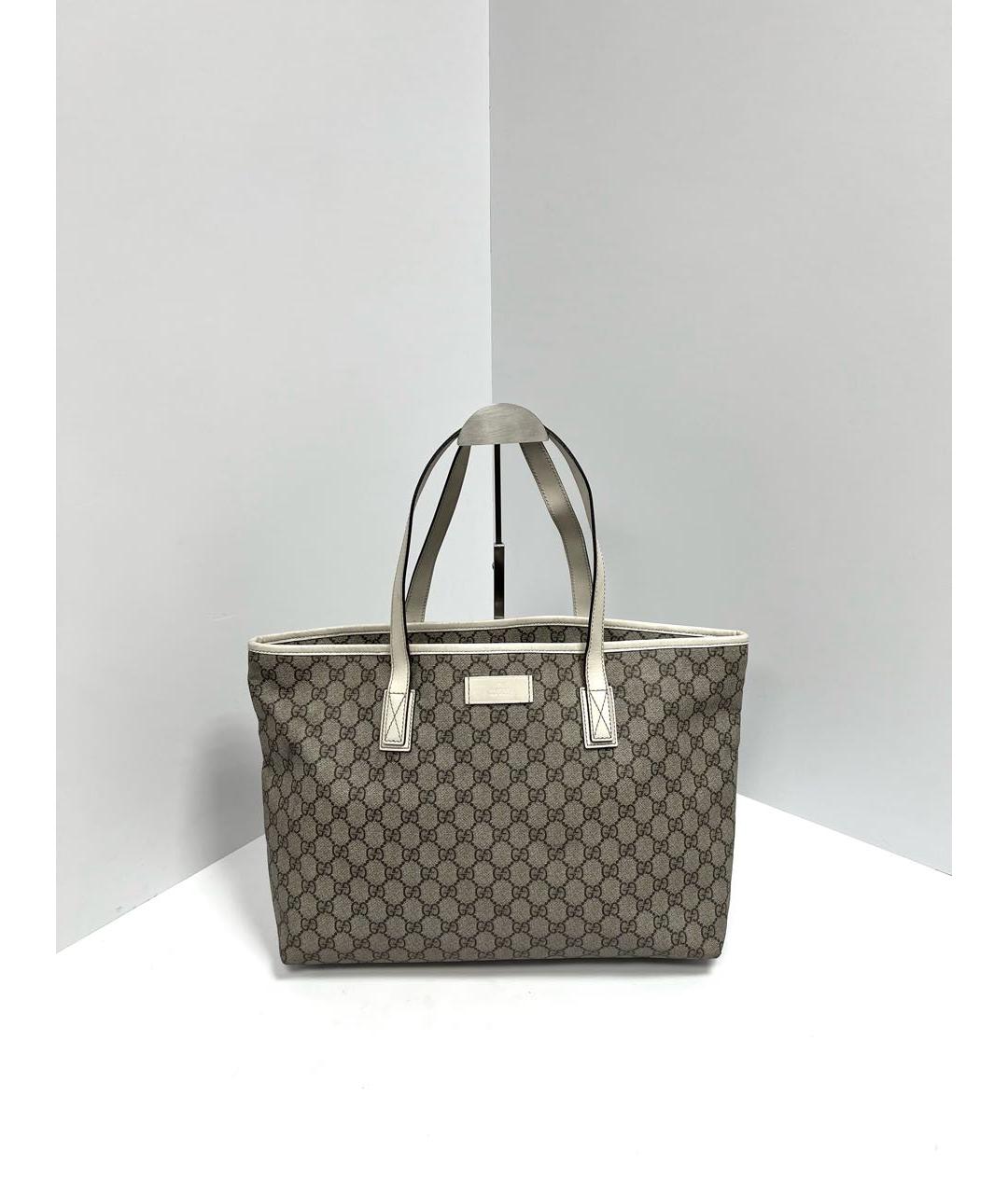 GUCCI Бежевая кожаная сумка с короткими ручками, фото 2