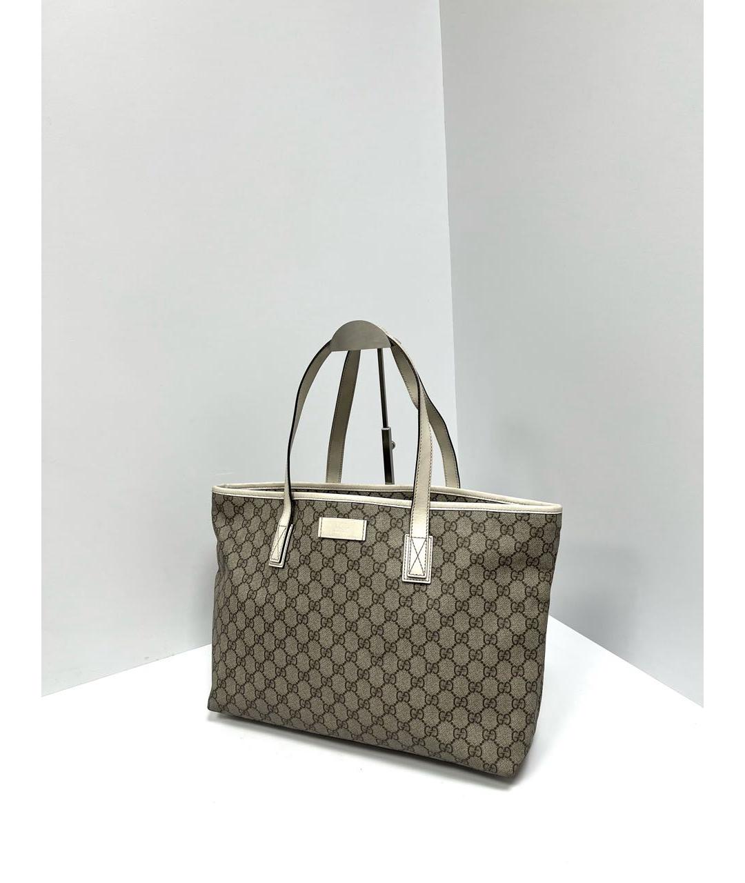 GUCCI Бежевая кожаная сумка с короткими ручками, фото 4