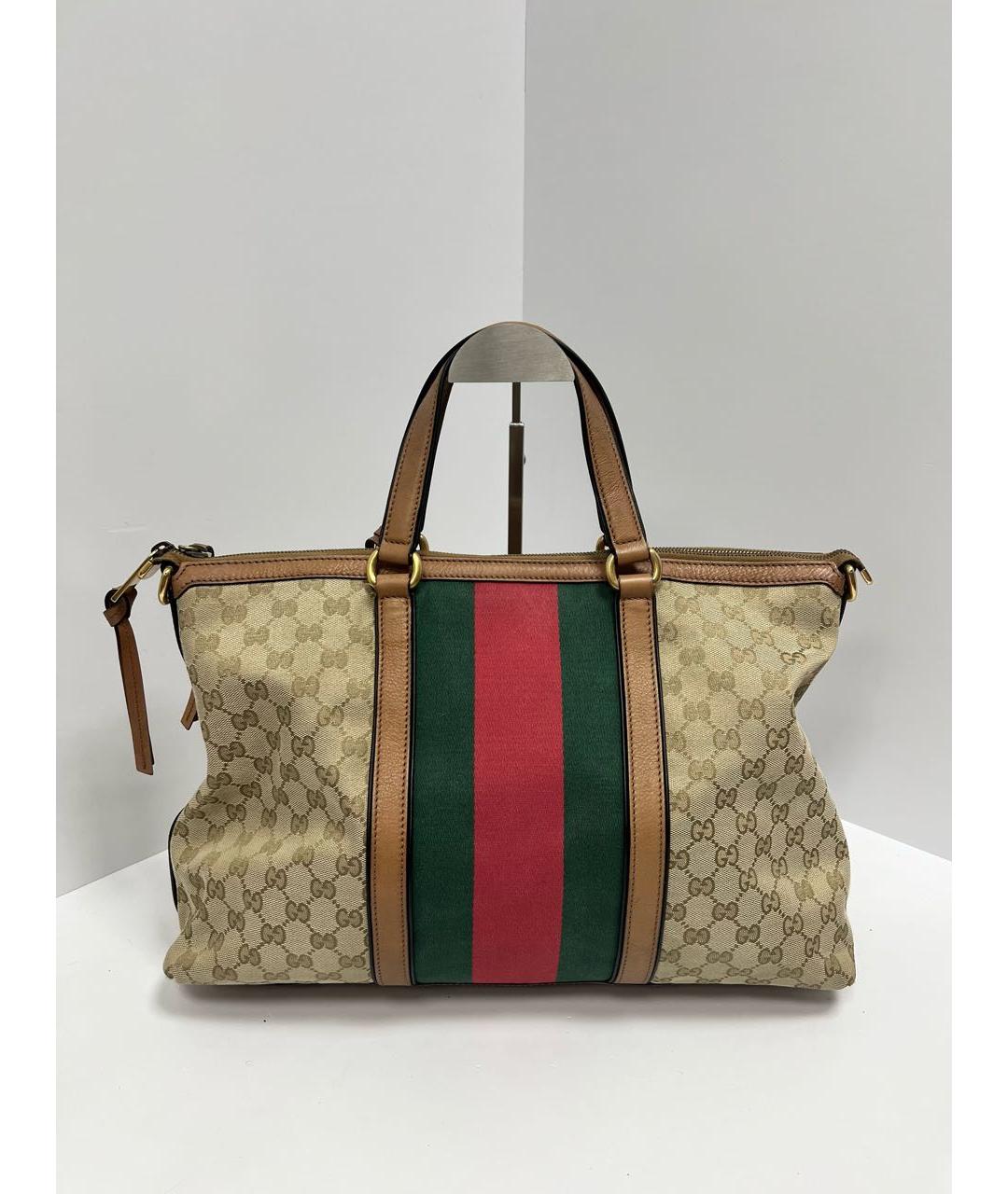 GUCCI Бежевая кожаная сумка с короткими ручками, фото 3