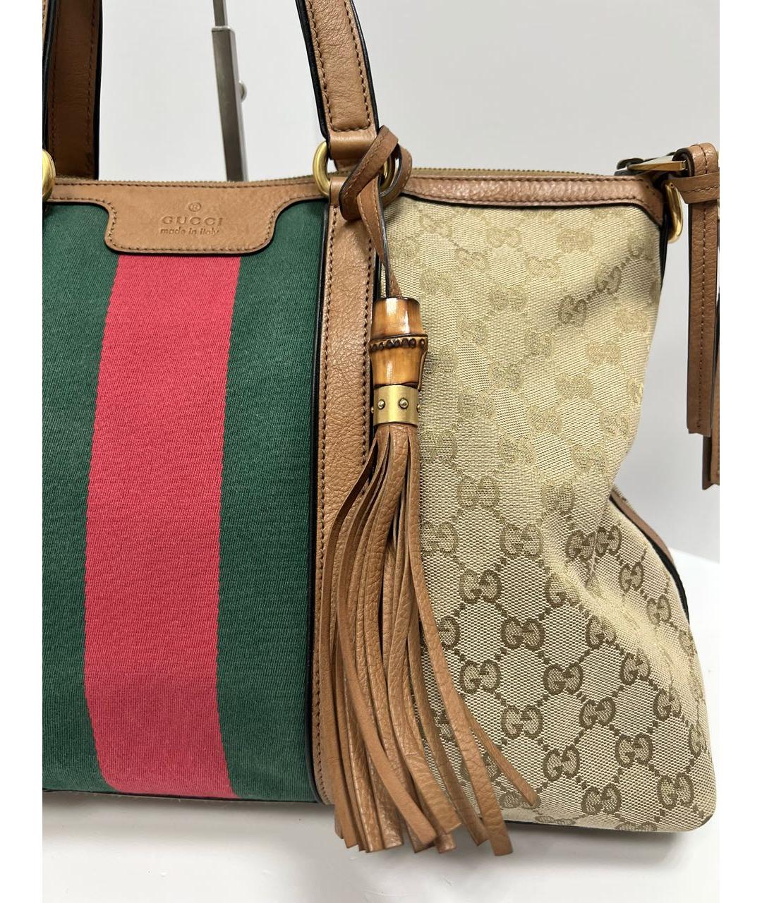 GUCCI Бежевая кожаная сумка с короткими ручками, фото 2