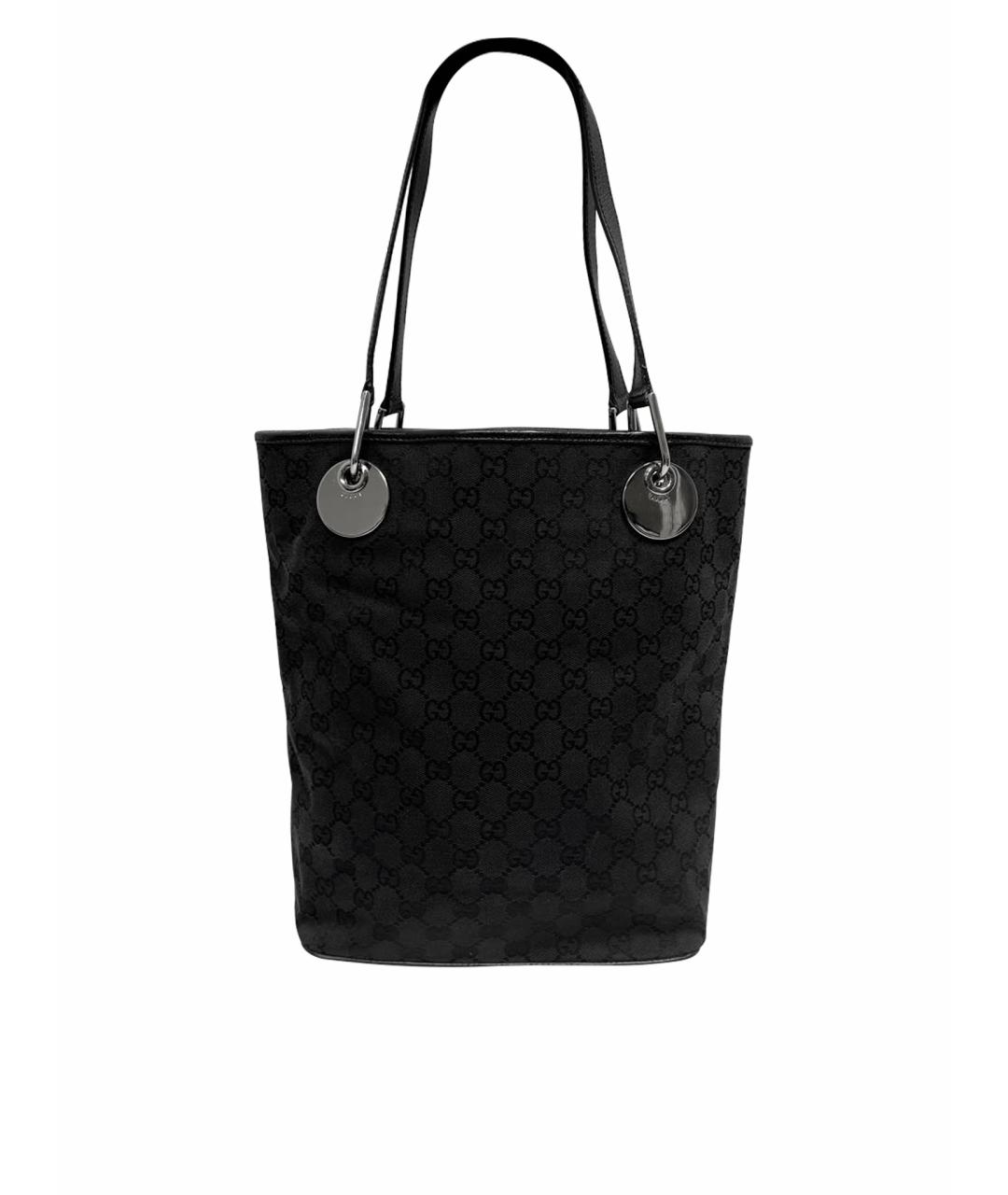 GUCCI Черная кожаная сумка с короткими ручками, фото 1