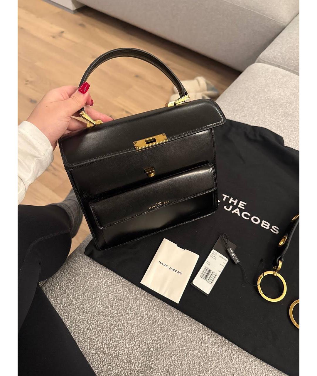 MARC JACOBS Черная кожаная сумка с короткими ручками, фото 5