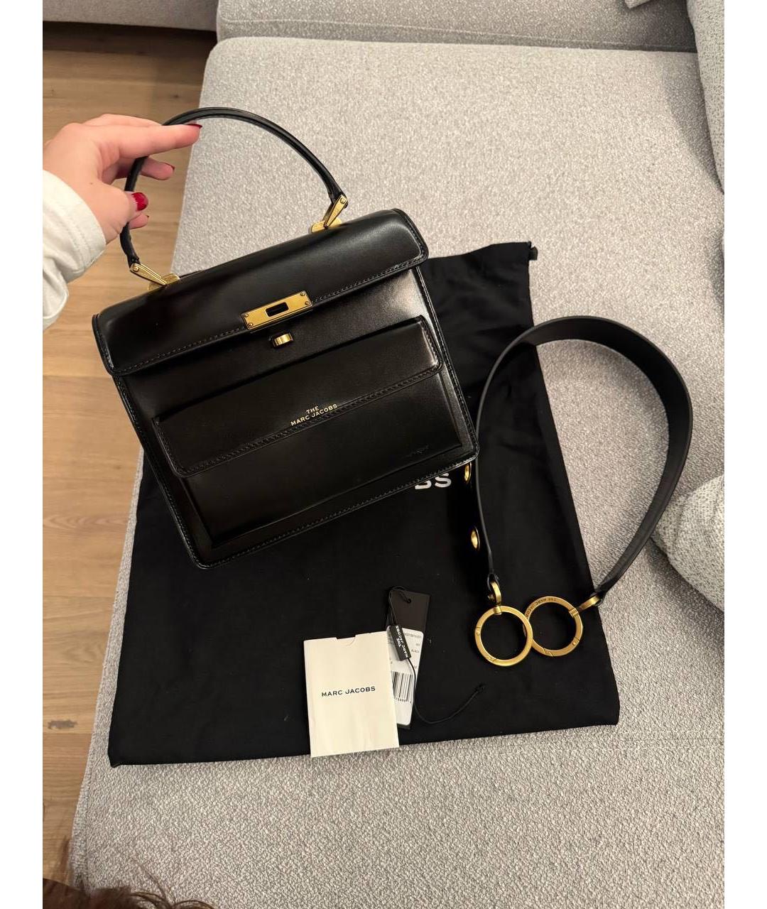 MARC JACOBS Черная кожаная сумка с короткими ручками, фото 3