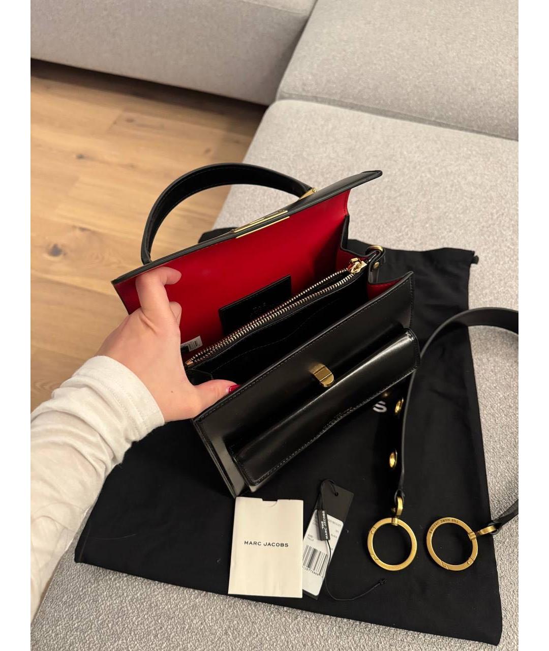 MARC JACOBS Черная кожаная сумка с короткими ручками, фото 4