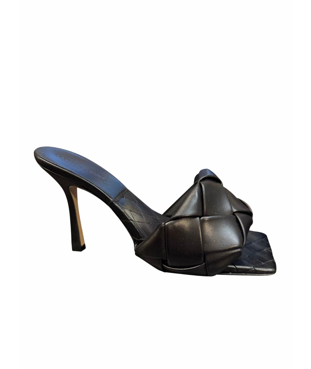 BOTTEGA VENETA Черные кожаные мюли, фото 1