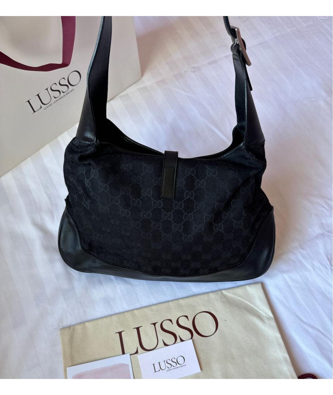 GUCCI Черная тканевая сумка с короткими ручками, фото 3