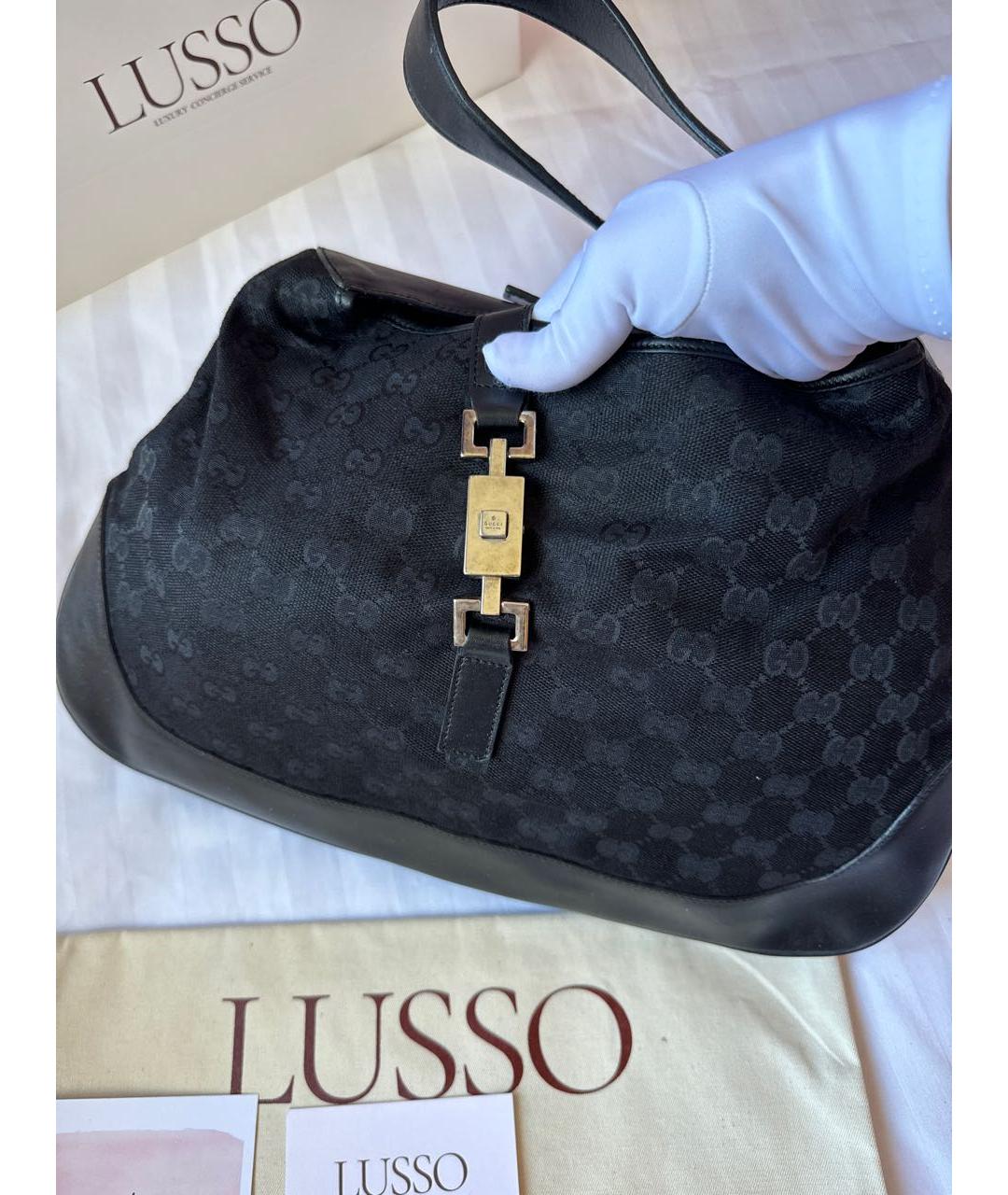 GUCCI Черная тканевая сумка с короткими ручками, фото 6