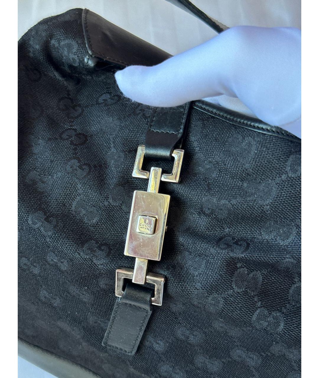 GUCCI Черная тканевая сумка с короткими ручками, фото 7