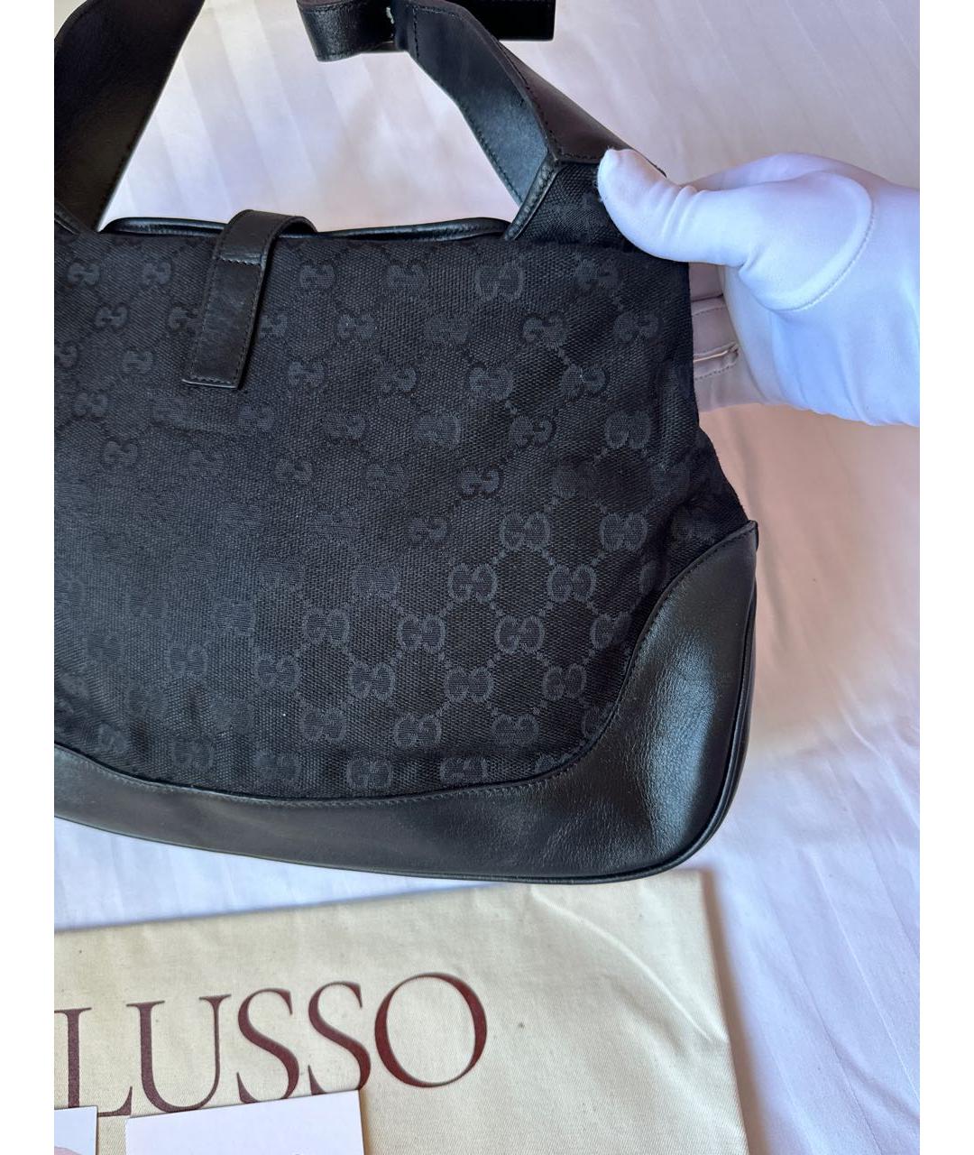 GUCCI Черная тканевая сумка с короткими ручками, фото 8