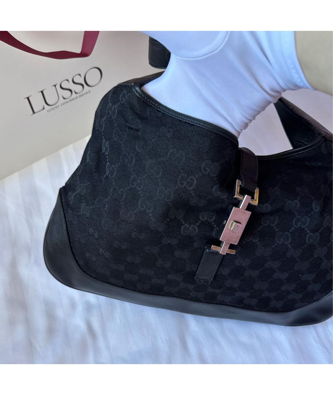 GUCCI Черная тканевая сумка с короткими ручками, фото 5