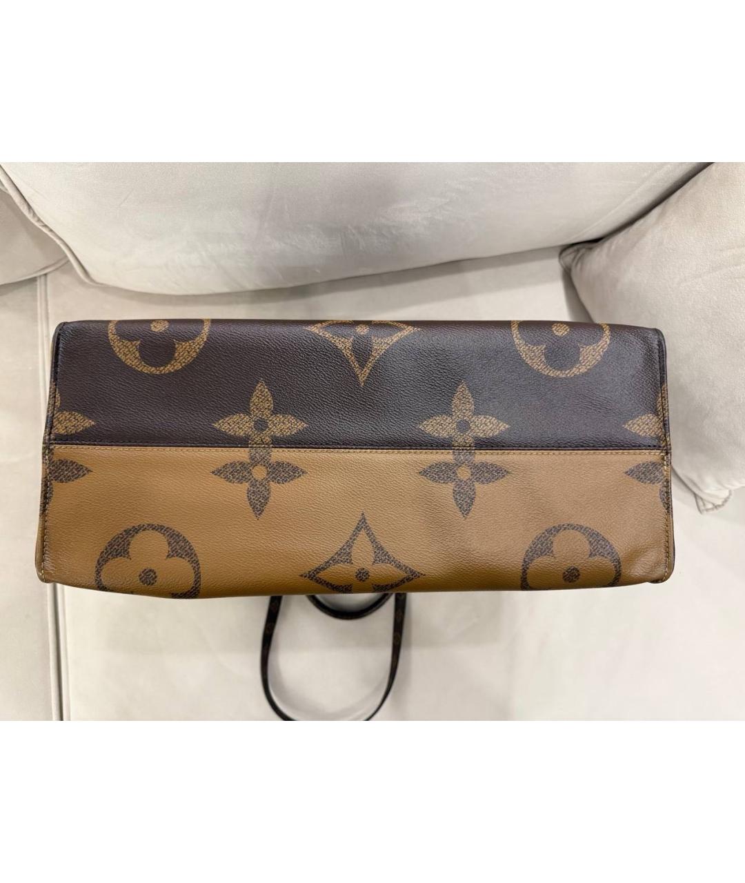 LOUIS VUITTON Коричневая кожаная сумка тоут, фото 5