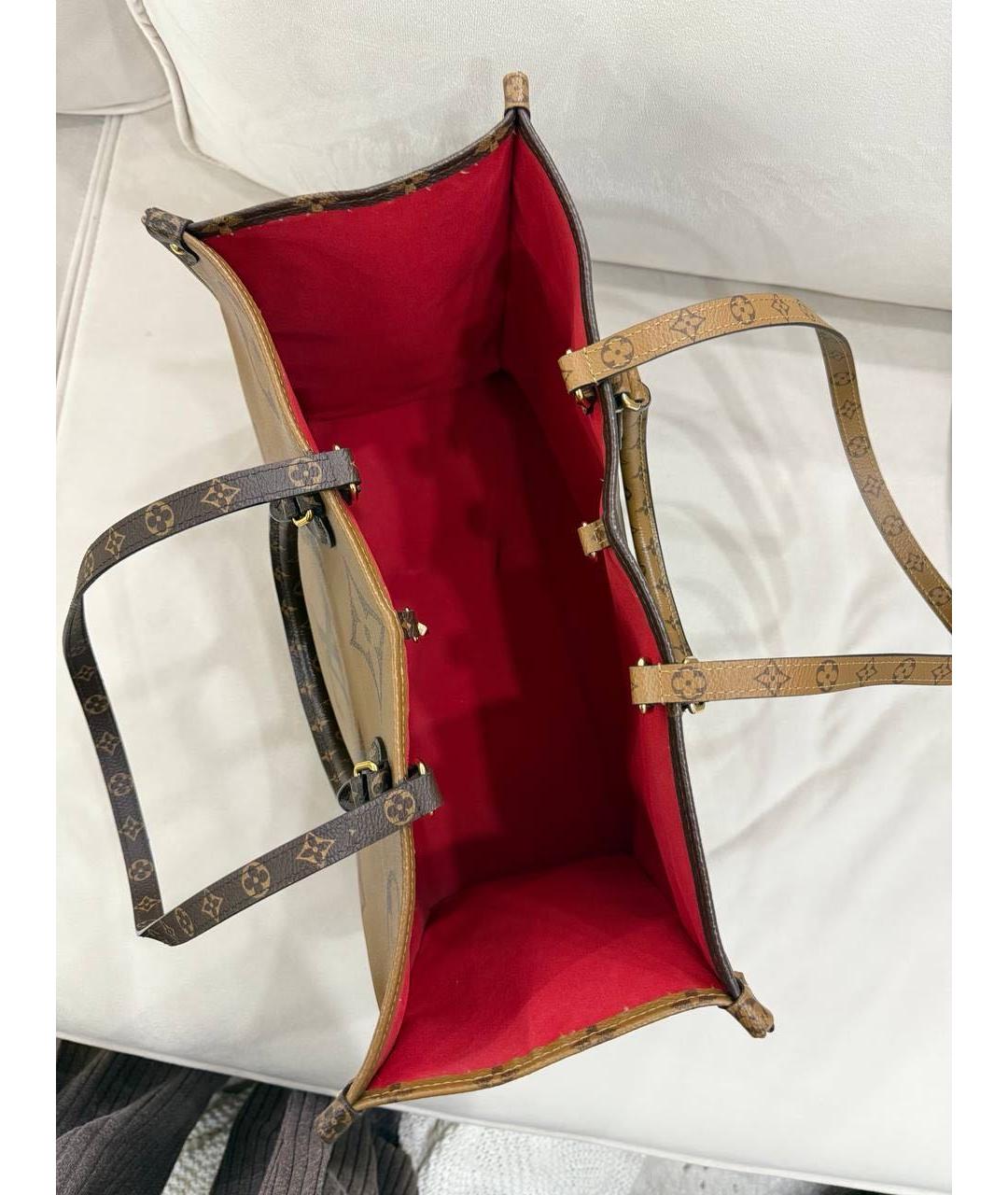 LOUIS VUITTON Коричневая кожаная сумка тоут, фото 4