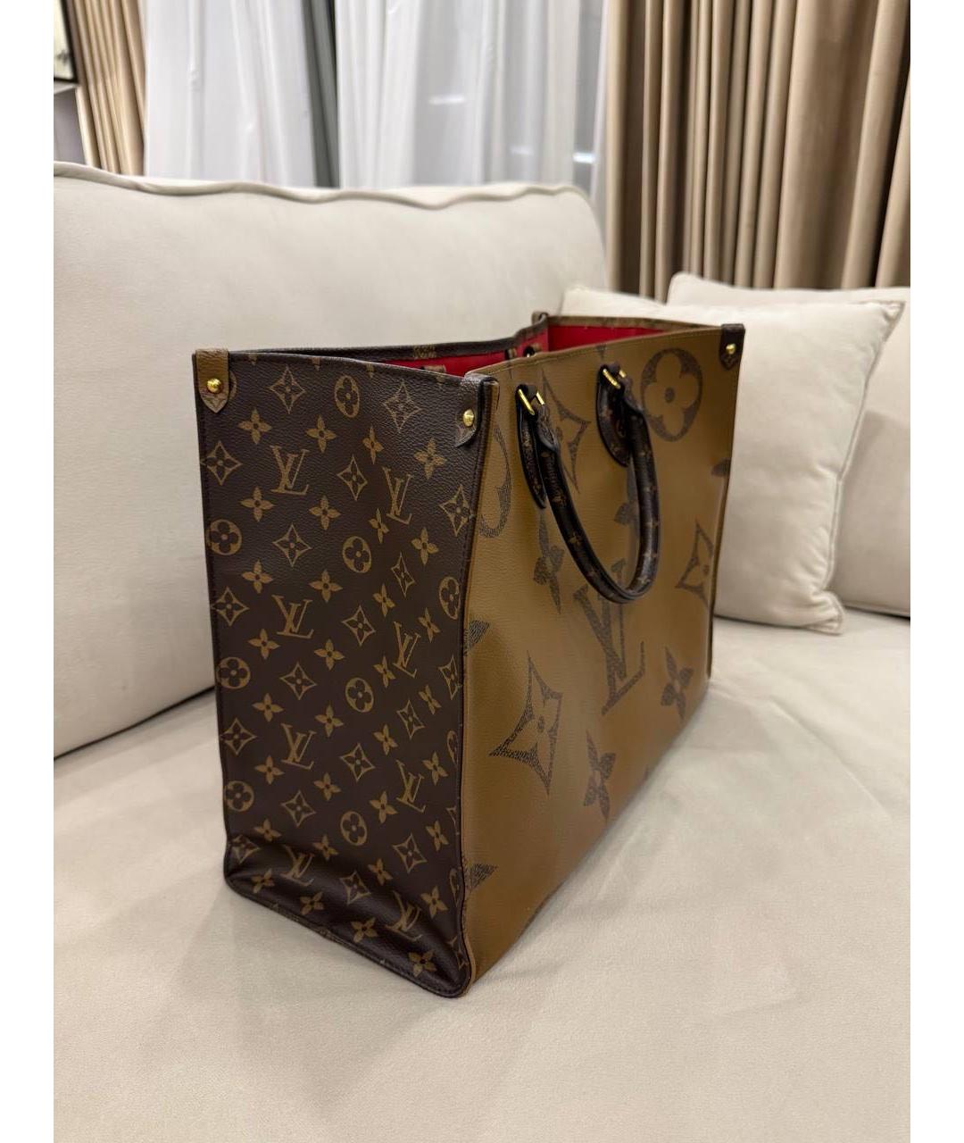 LOUIS VUITTON Коричневая кожаная сумка тоут, фото 2