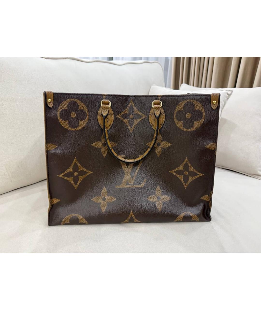 LOUIS VUITTON Коричневая кожаная сумка тоут, фото 3