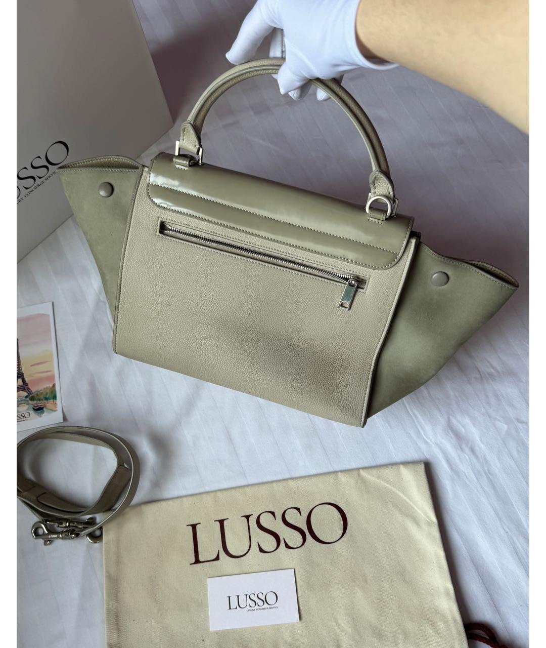 CELINE Бежевая кожаная сумка тоут, фото 3