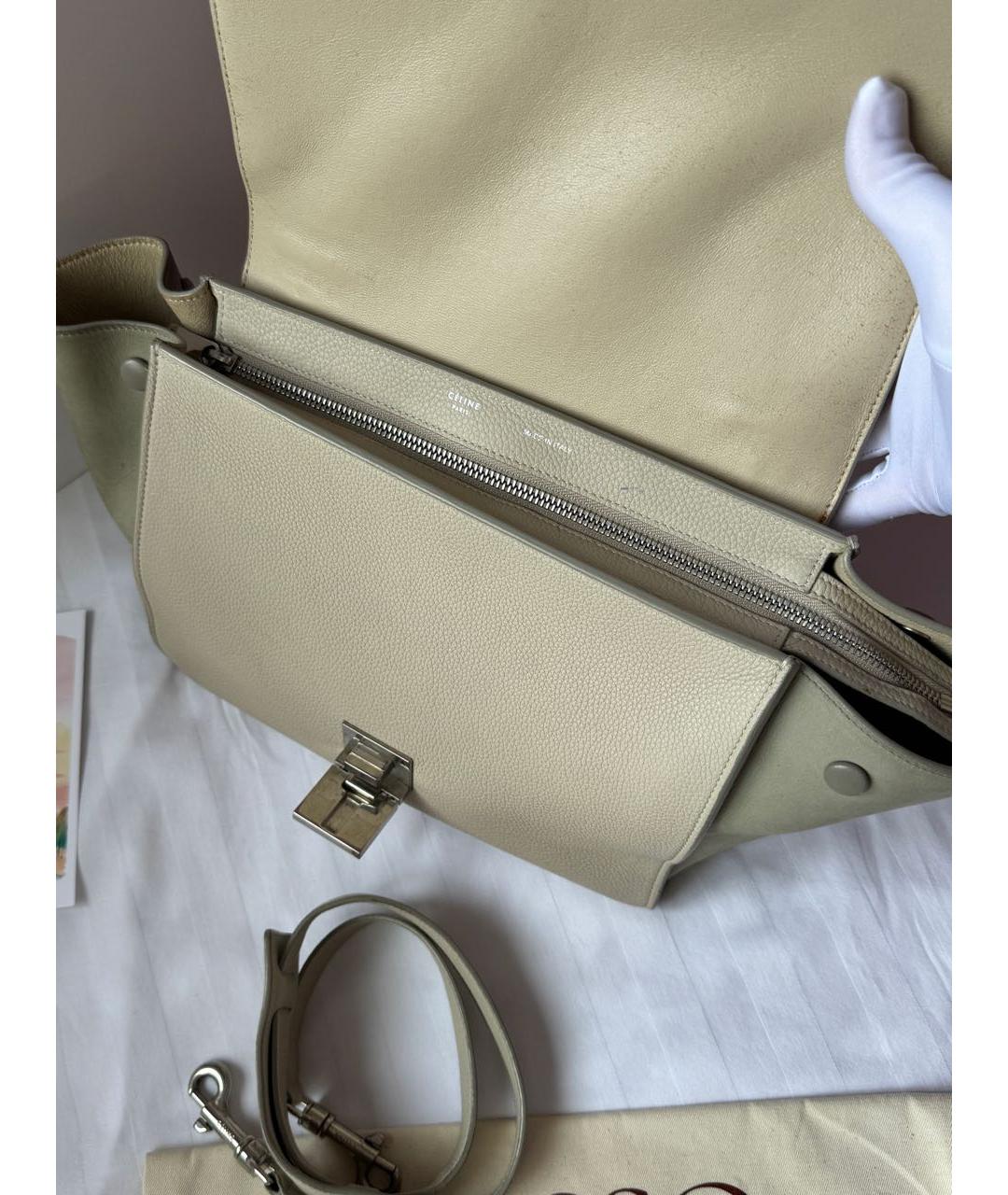 CELINE Бежевая кожаная сумка тоут, фото 6
