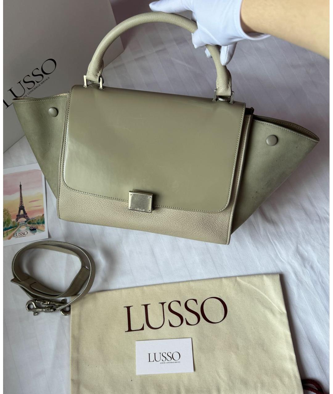 CELINE Бежевая кожаная сумка тоут, фото 2