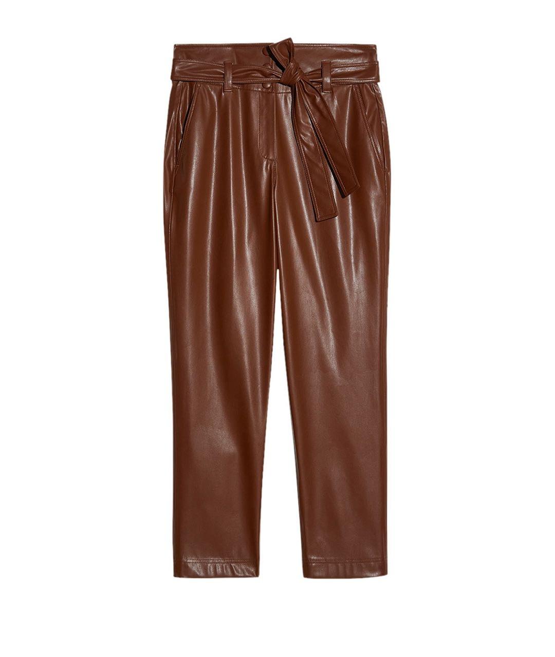 LIU JO Коричневые полиуретановые брюки узкие, фото 1