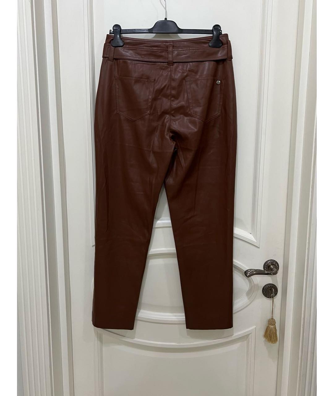 LIU JO Коричневые полиуретановые брюки узкие, фото 6
