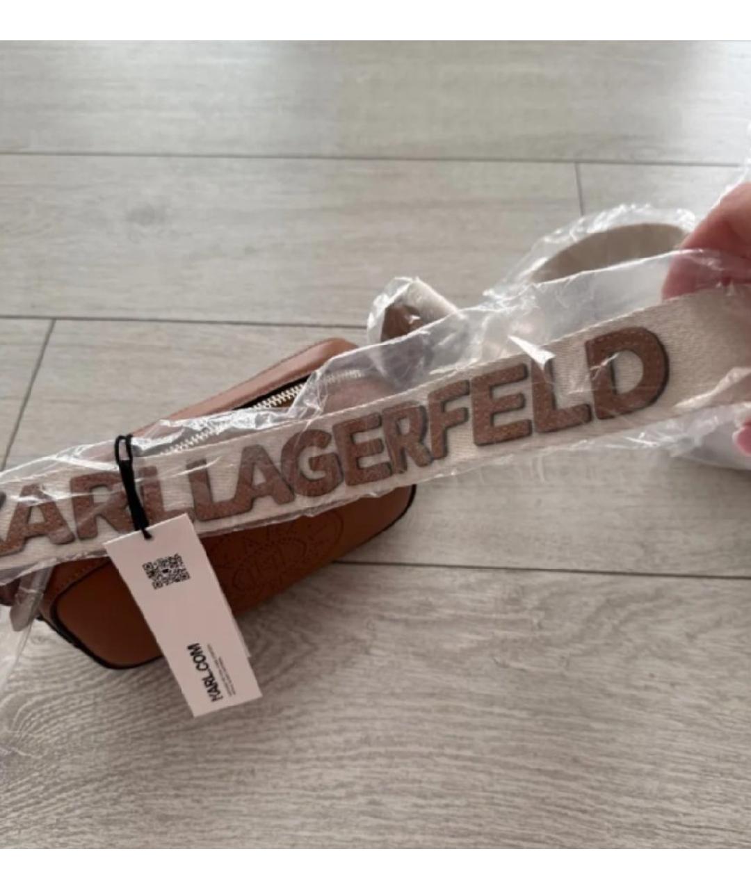 KARL LAGERFELD Коричневая кожаная сумка через плечо, фото 6