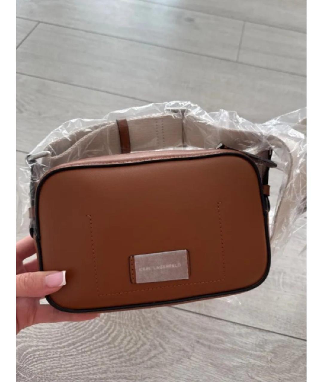 KARL LAGERFELD Коричневая кожаная сумка через плечо, фото 5