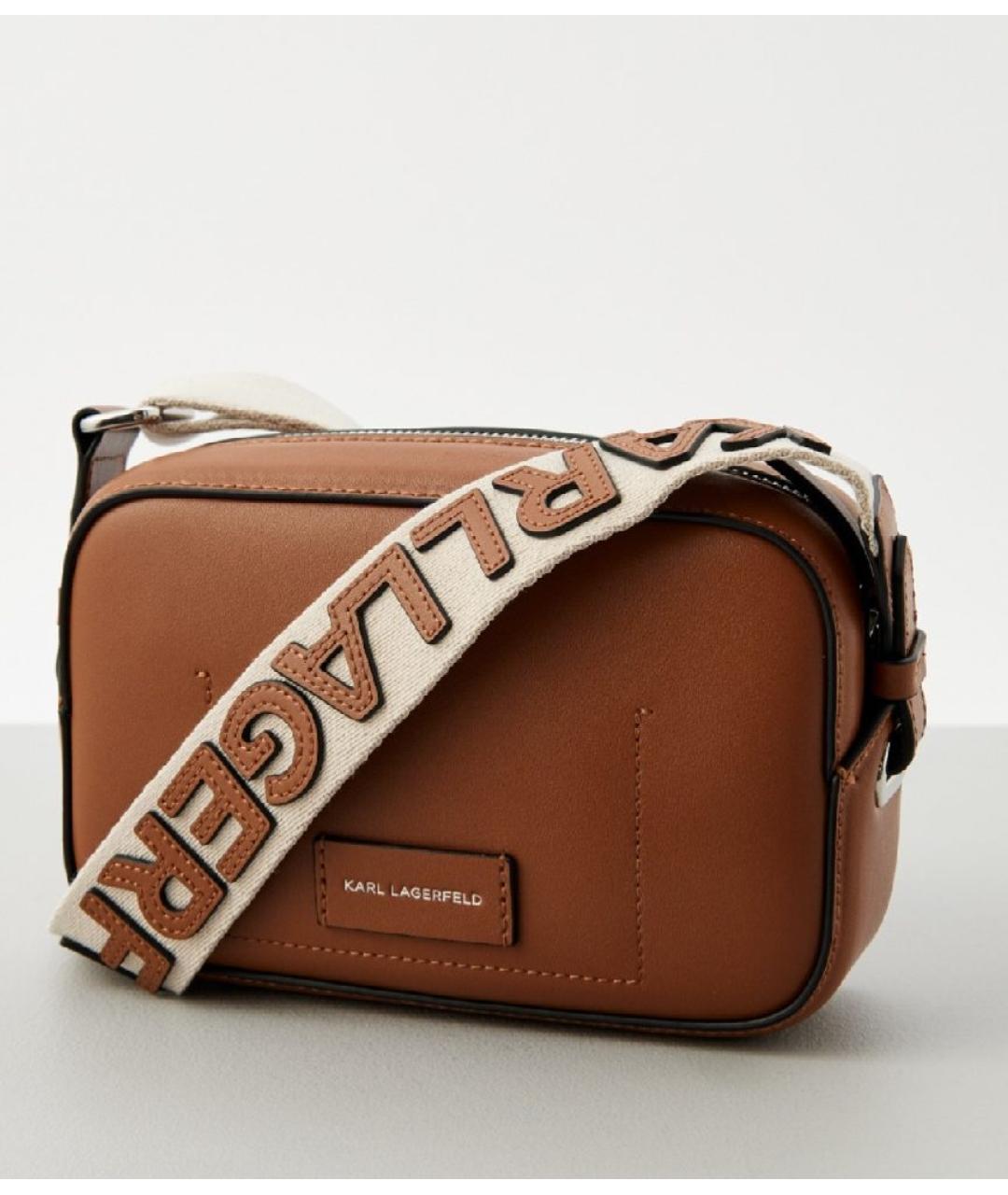 KARL LAGERFELD Коричневая кожаная сумка через плечо, фото 2