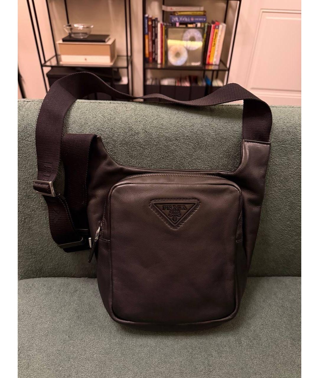 PRADA Черная кожаная сумка на плечо, фото 9