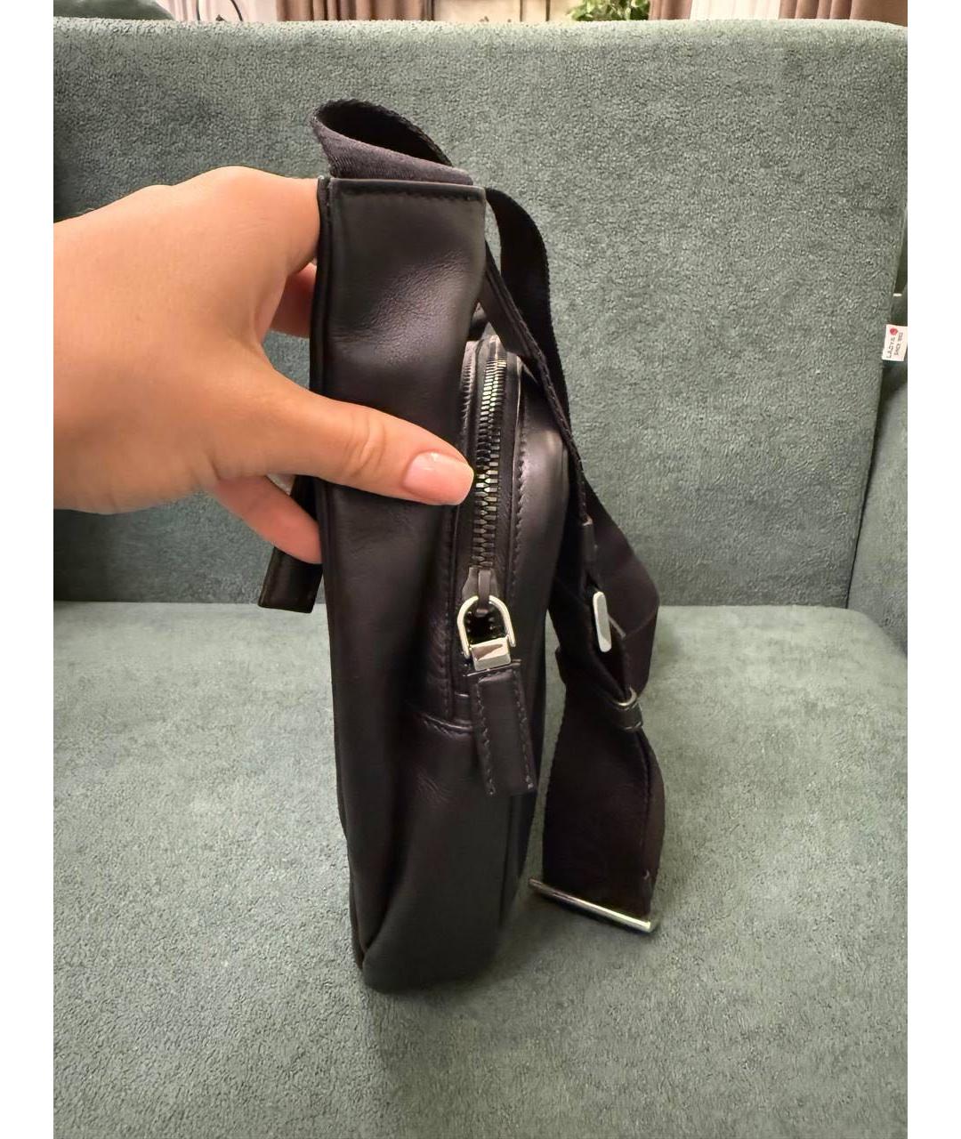 PRADA Черная кожаная сумка на плечо, фото 5