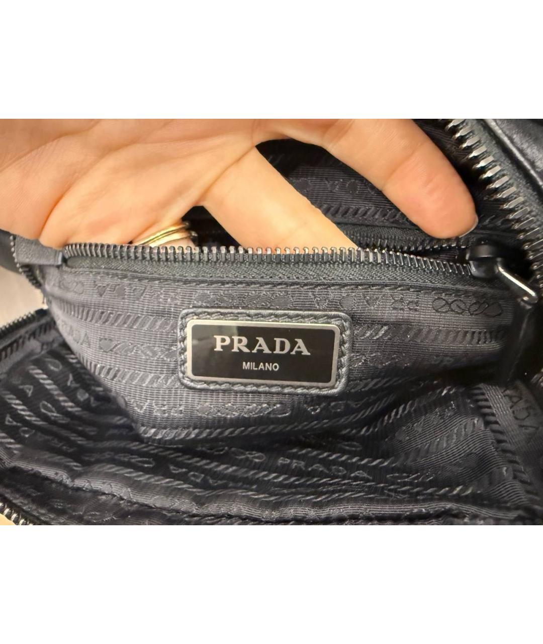 PRADA Черная кожаная сумка на плечо, фото 7