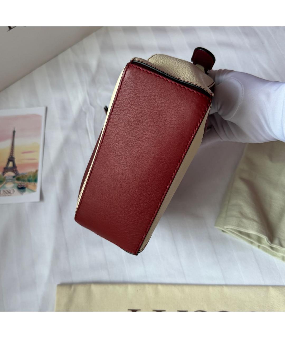 LOEWE Бордовая кожаная сумка с короткими ручками, фото 5