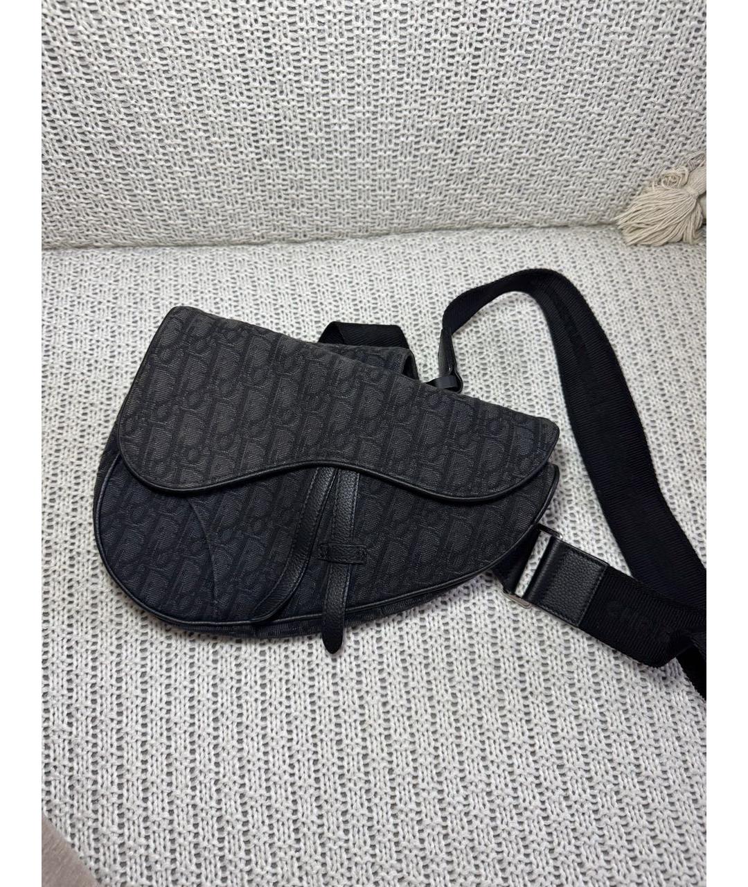 CHRISTIAN DIOR Черная жаккардовая сумка на плечо, фото 6