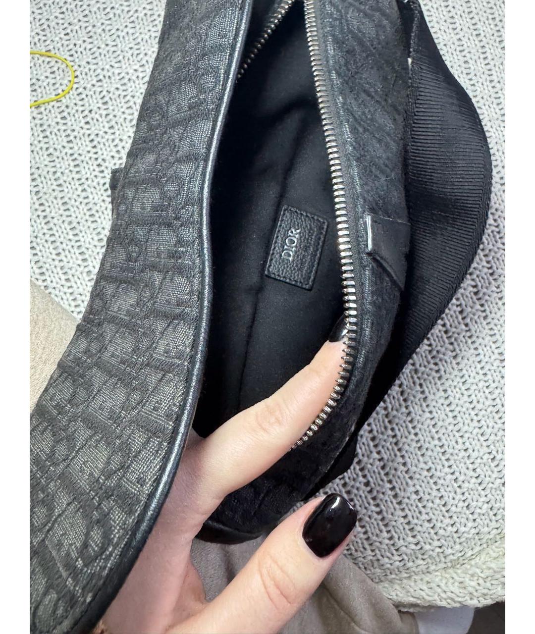 CHRISTIAN DIOR Черная жаккардовая сумка на плечо, фото 5