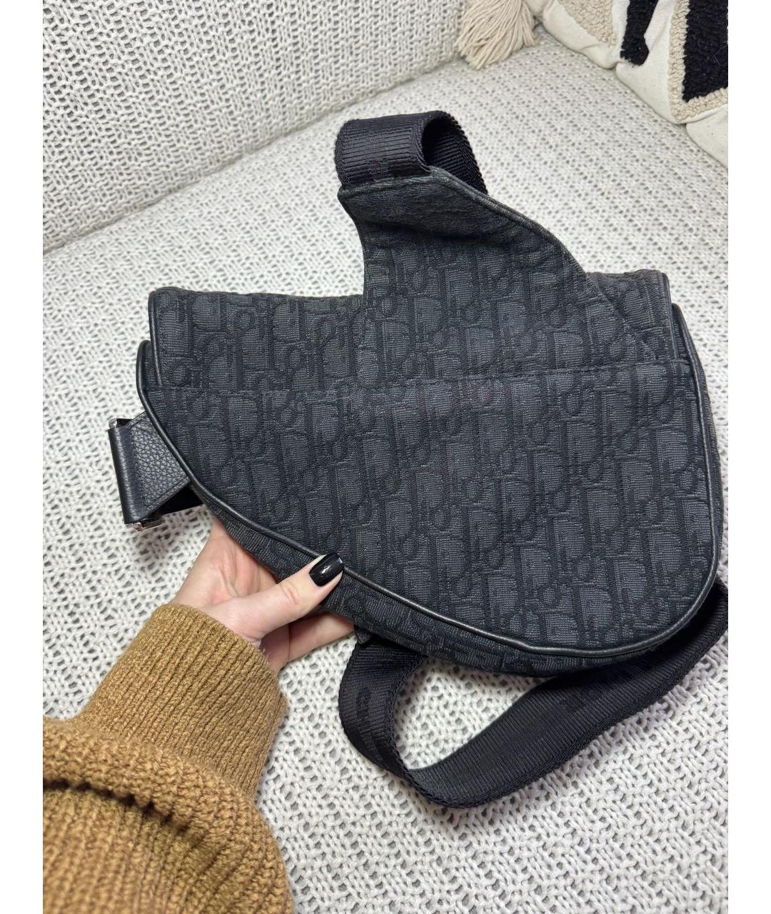 CHRISTIAN DIOR Черная жаккардовая сумка на плечо, фото 2