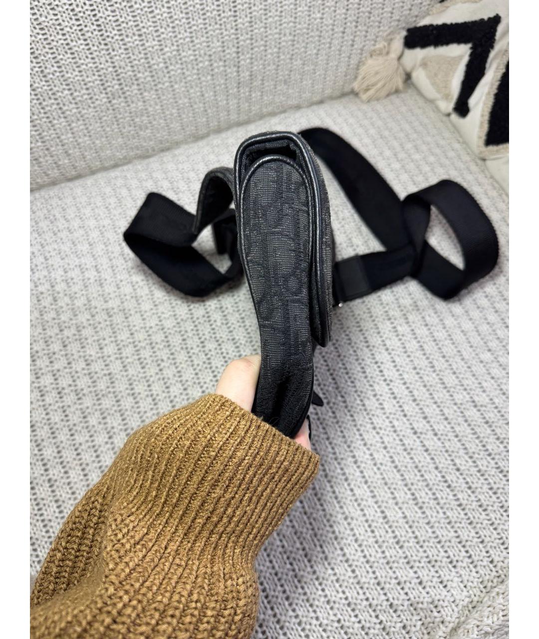 CHRISTIAN DIOR Черная жаккардовая сумка на плечо, фото 4