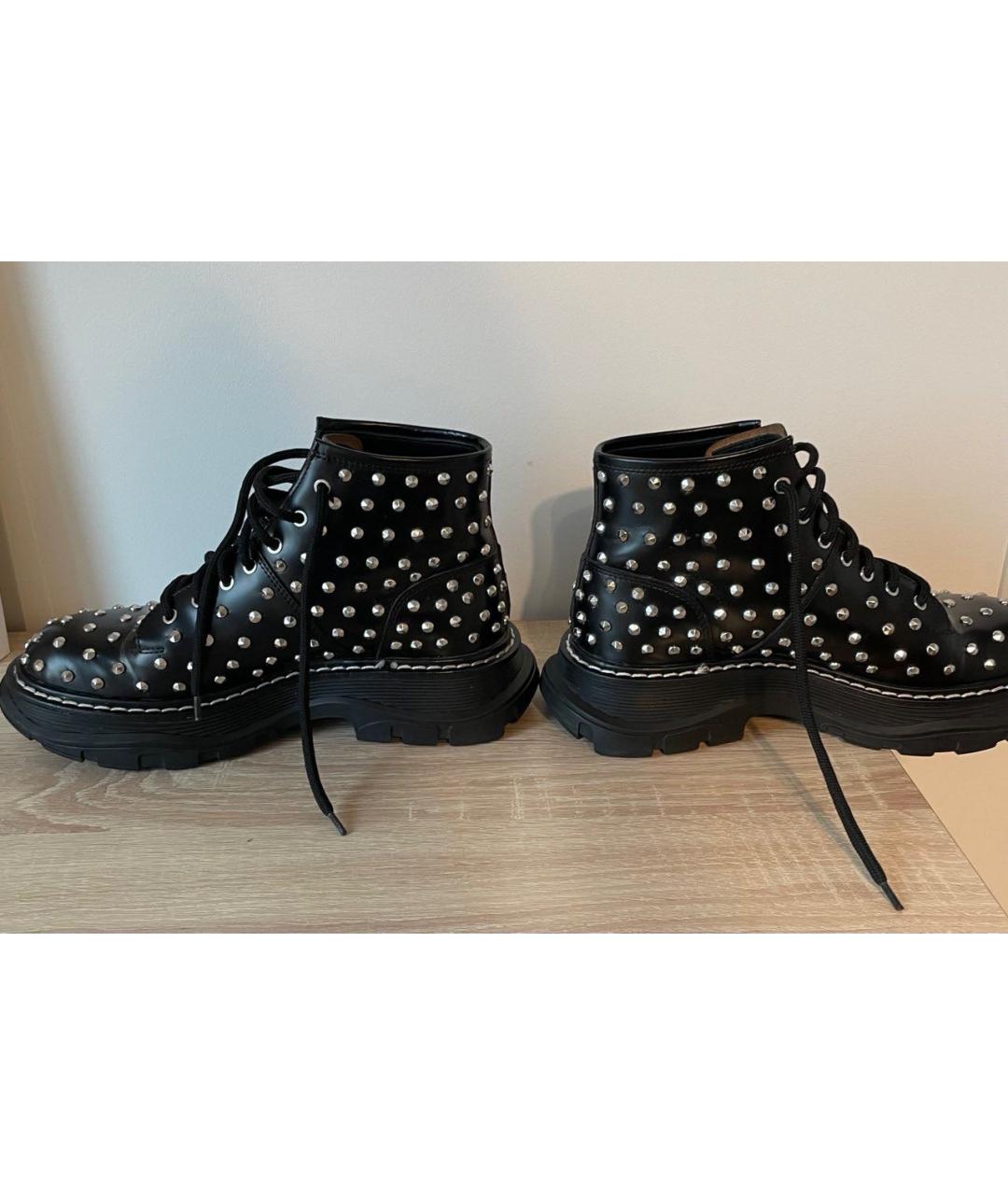 ALEXANDER MCQUEEN Черные кожаные ботинки, фото 8