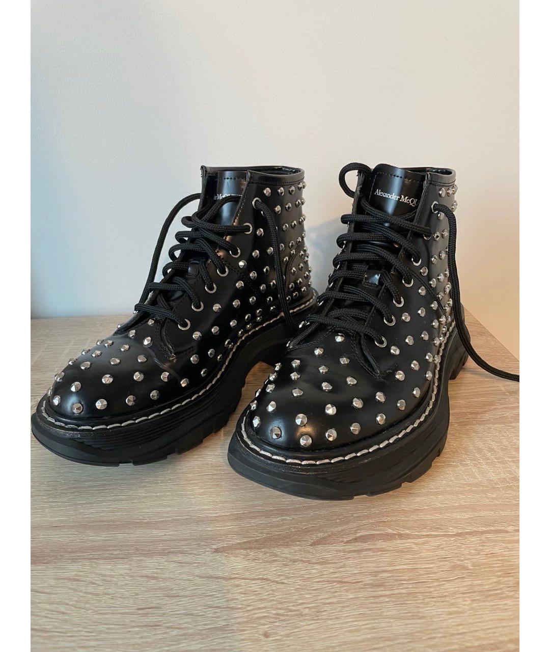 ALEXANDER MCQUEEN Черные кожаные ботинки, фото 3