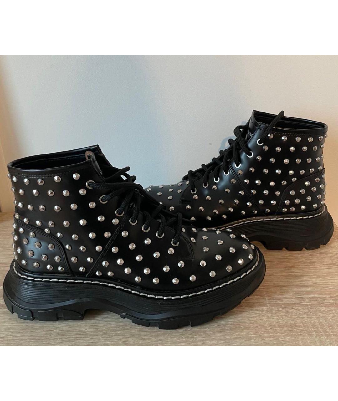 ALEXANDER MCQUEEN Черные кожаные ботинки, фото 9