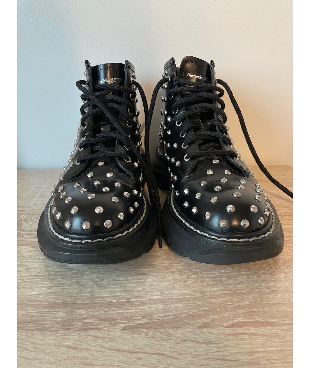 ALEXANDER MCQUEEN Черные кожаные ботинки, фото 2