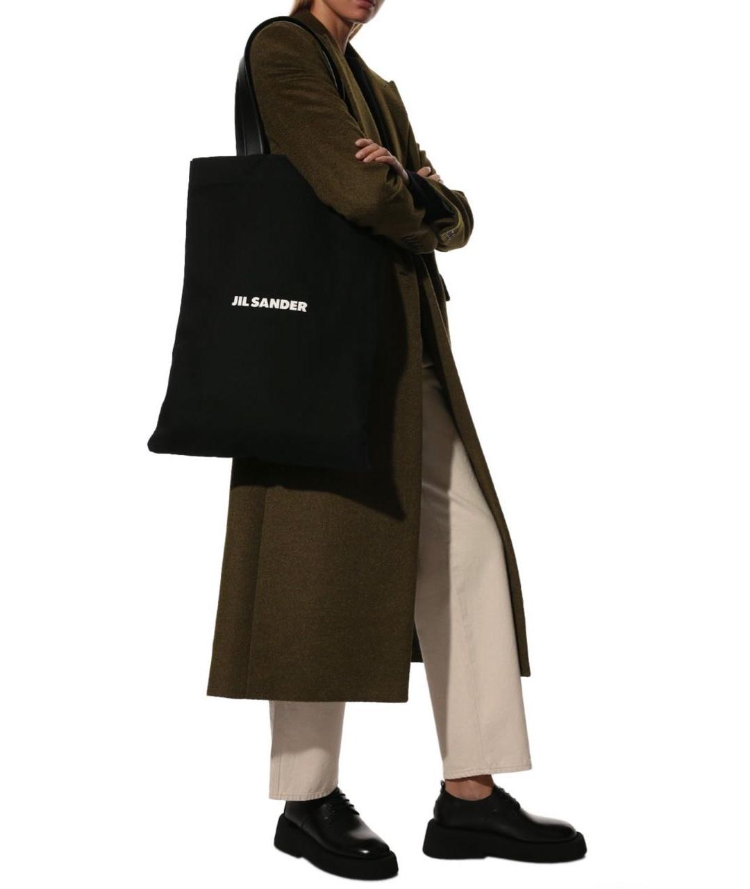 JIL SANDER Черная тканевая сумка тоут, фото 2