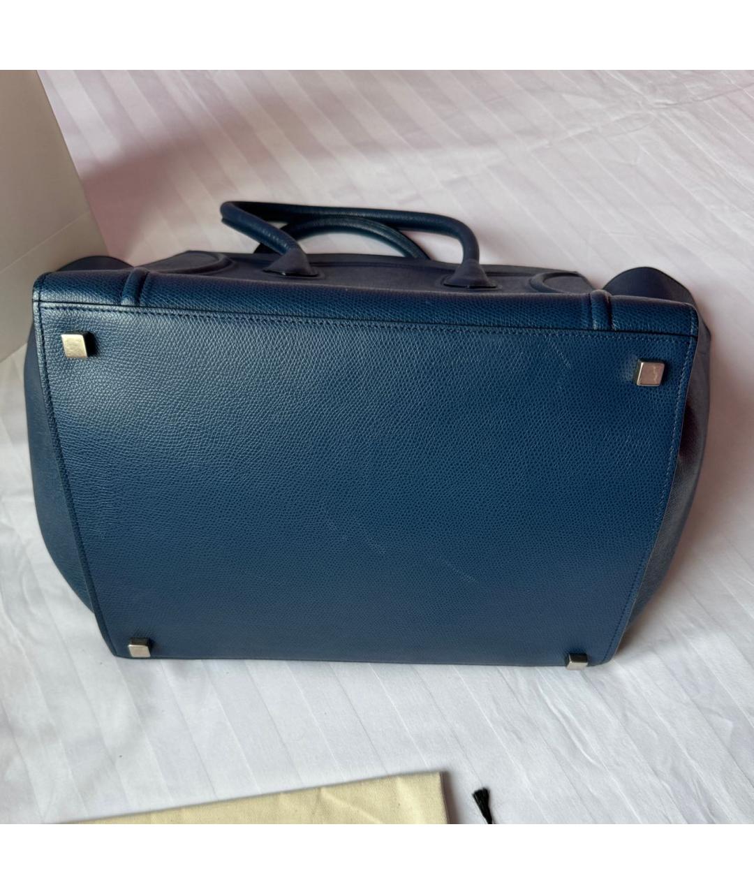 CELINE Темно-синяя кожаная сумка тоут, фото 6