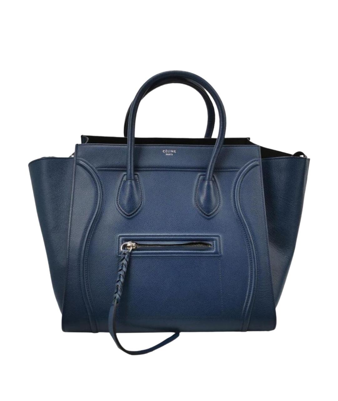 CELINE Темно-синяя кожаная сумка тоут, фото 1