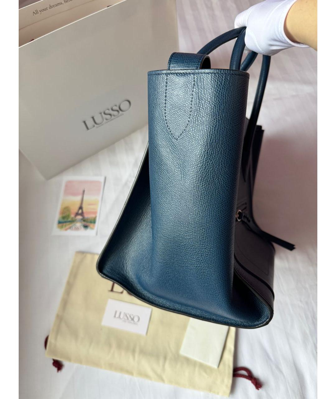 CELINE Темно-синяя кожаная сумка тоут, фото 5