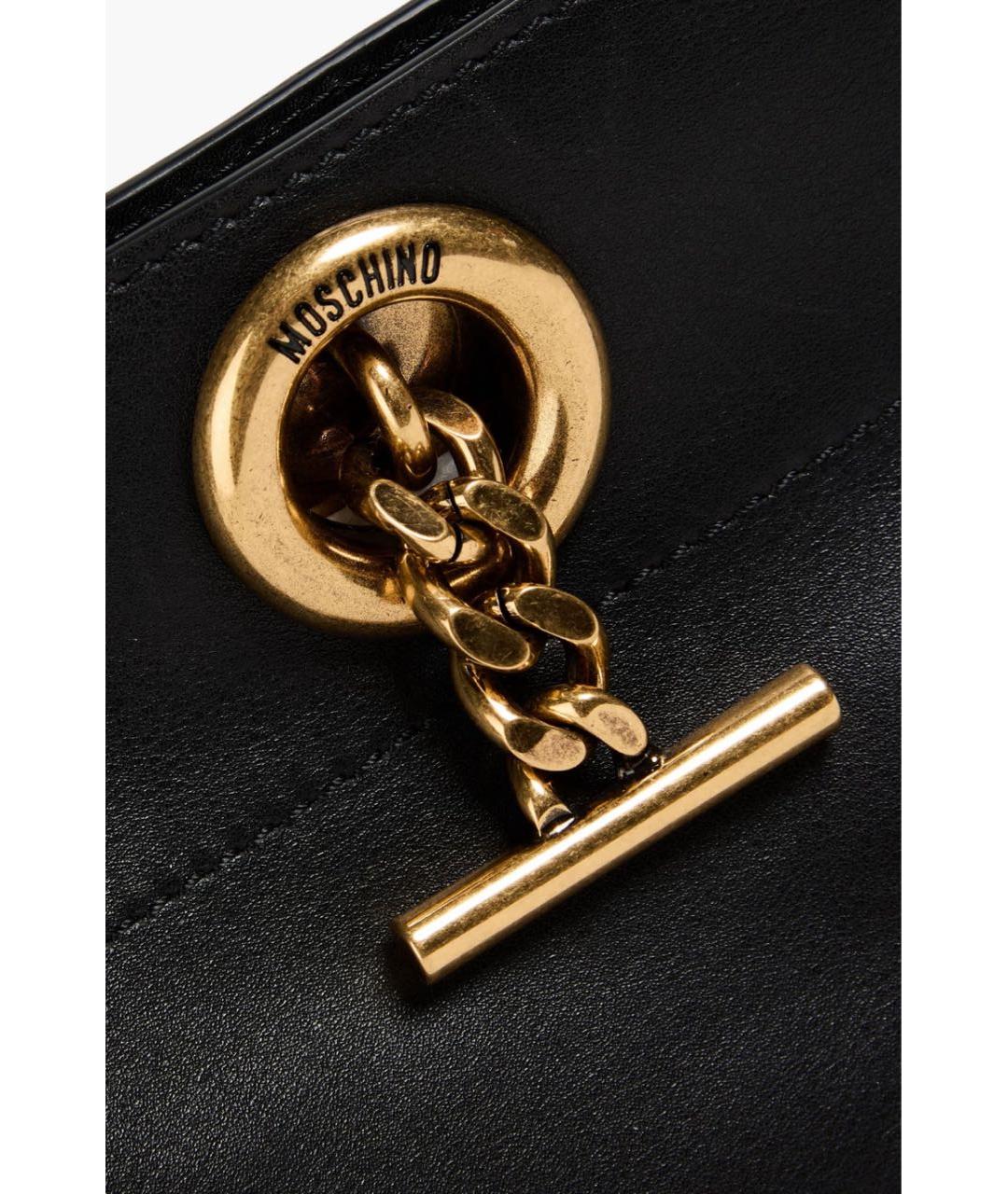MOSCHINO Черная кожаная сумка через плечо, фото 5